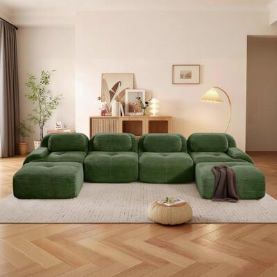 SoarFlash Canapé Moderne modulable, Tissu côtelé, Assise Profonde + accoudoirs Larges, sans Assemblage, 4 Places en U, Vert foncé - Publicité SoarFlash Canapé Moderne modulable, Tissu côtelé, Assise Profonde + accoudoirs Larges, sans Assemblage, 4 Places en U, Vert foncé - Publicité