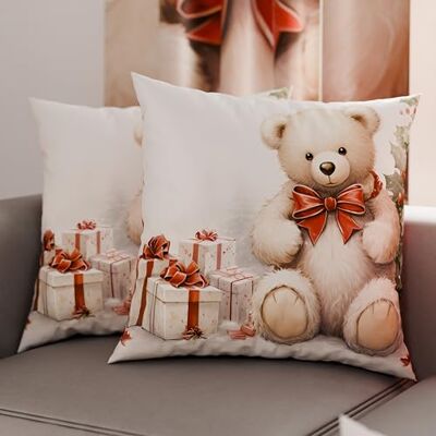 PETTI Artigiani Italiani Petti Artisans Italiens Paire de Housses de Coussin en Microfibre 65x65 cm, Coussins Décoratifs de Noël pour Chambre, Canapé, Salon, Lot de 2 Housses de Coussin, Taie d'oreiller Ours en Peluche 01 - Publicité PETTI Artigiani Italiani Petti Artisans Italiens Paire de Housses de Coussin en Microfibre 65x65 cm, Coussins Décoratifs de Noël pour Chambre, Canapé, Salon, Lot de 2 Housses de Coussin, Taie d'oreiller Ours en Peluche 01 - Publicité