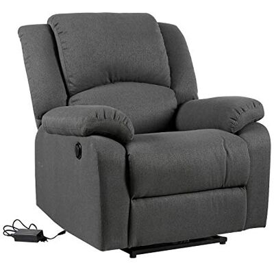 Happy Garden Fauteuil électrique inclinable Cloud Gris Anthracite. Fauteuil de Salon Relax en Tissu Gris Anthracite avec Inclinaison électrique et Repose-Pieds. Publicité Happy Garden Fauteuil électrique inclinable Cloud Gris Anthracite. Fauteuil de Salon Relax en Tissu Gris Anthracite avec Inclinaison électrique et Repose-Pieds. Publicité