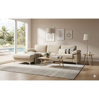 CONCEPT USINE Canapé d'angle en Velours 4-5 Places Design Galway Beige Largeur 262 cm Angle Gauche Confort Ultra Luxueux Structure Bois Robuste Pieds Métal Style Moderne et Élégant - Publicité CONCEPT USINE Canapé d'angle en Velours 4-5 Places Design Galway Beige Largeur 262 cm Angle Gauche Confort Ultra Luxueux Structure Bois Robuste Pieds Métal Style Moderne et Élégant - Publicité