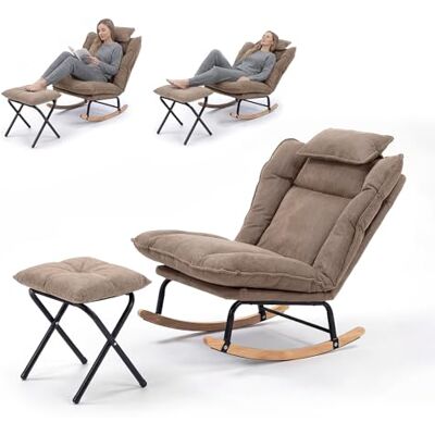 Fabulcozy Fauteuil à Bascule Réglable 3 Positions en Velours Côtelé, avec Coussin Amovible et Repose-Pieds, Idéal pour Le Salon(Kaki) - Publicité Fabulcozy Fauteuil à Bascule Réglable 3 Positions en Velours Côtelé, avec Coussin Amovible et Repose-Pieds, Idéal pour Le Salon(Kaki) - Publicité