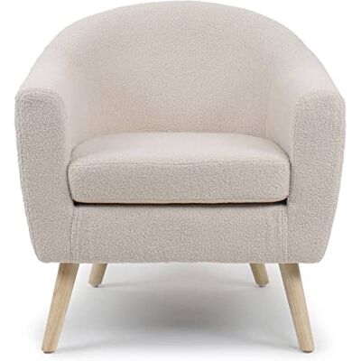 Menzzo Fauteuil scandinave Savoy Tissu Bouclette lainée crème Style Nordique Hygge Assise Confortable & Pieds en Bois Naturel Siège Lounge Moderne - Publicité Menzzo Fauteuil scandinave Savoy Tissu Bouclette lainée crème Style Nordique Hygge Assise Confortable & Pieds en Bois Naturel Siège Lounge Moderne - Publicité