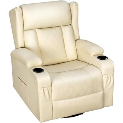 WOLTU Fauteuil Relax Pivotant à 360°, Fauteuil TV avec Fonction Bascule, Dossier Inclinable, Repose-Pieds, Poches Latérales et Porte-gobelet, Charge 150 kg, Revêtement en PU, Beige - Publicité WOLTU Fauteuil Relax Pivotant à 360°, Fauteuil TV avec Fonction Bascule, Dossier Inclinable, Repose-Pieds, Poches Latérales et Porte-gobelet, Charge 150 kg, Revêtement en PU, Beige - Publicité