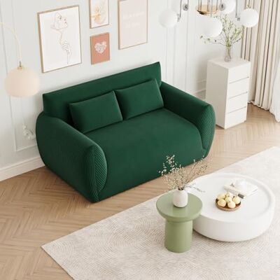 Vesgantti Canapé 2 Places Velours Côtelé, Canapé Compressé 160 cm sans Montage, Canapé de Sol Rembourré avec 2 Coussins, Idéal pour Petit Espace, Salon, Chambre, Bureau 160 x 94 x 80 cm, Vert Foncé - Publicité Vesgantti Canapé 2 Places Velours Côtelé, Canapé Compressé 160 cm sans Montage, Canapé de Sol Rembourré avec 2 Coussins, Idéal pour Petit Espace, Salon, Chambre, Bureau 160 x 94 x 80 cm, Vert Foncé - Publicité