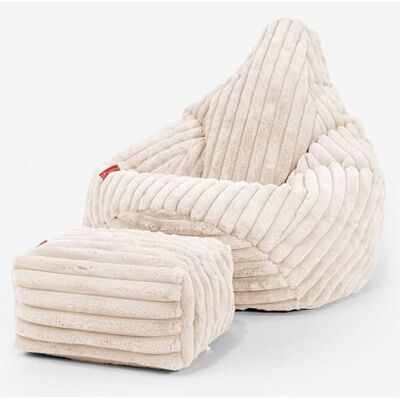Lounge Pug Pouf Poire Gamer avec Repose-Pieds en Velours Côtelé Ultra Pelucheux Facilement Transportable, Assise Confortable, Pouf Salon, Adulte, Chambre Ado Crème - Publicité Lounge Pug Pouf Poire Gamer avec Repose-Pieds en Velours Côtelé Ultra Pelucheux Facilement Transportable, Assise Confortable, Pouf Salon, Adulte, Chambre Ado Crème - Publicité