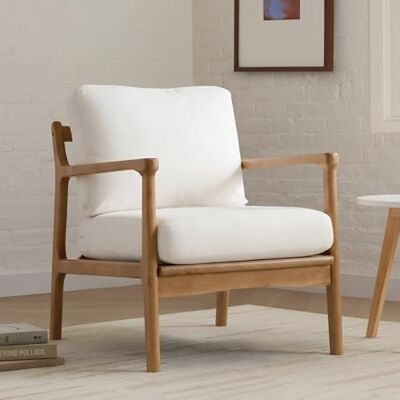 Ya-Home Fauteuils de Salon Rétro avec Accoudoir Fauteuil Chambre en Lin avec Pied en Bois, Fauteuil Confortable pour Salon, Beige - Publicité Ya-Home Fauteuils de Salon Rétro avec Accoudoir Fauteuil Chambre en Lin avec Pied en Bois, Fauteuil Confortable pour Salon, Beige - Publicité
