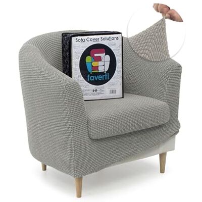 FAVERTI Housse de fauteuil Club avec housse de siège Housse super élastique compatible avec les fauteuils IKEA TULLSTA et BAKLA Modèle NOVELE Gris clair Tissu jacquard de qualité toucher coton - Publicité FAVERTI Housse de fauteuil Club avec housse de siège Housse super élastique compatible avec les fauteuils IKEA TULLSTA et BAKLA Modèle NOVELE Gris clair Tissu jacquard de qualité toucher coton - Publicité