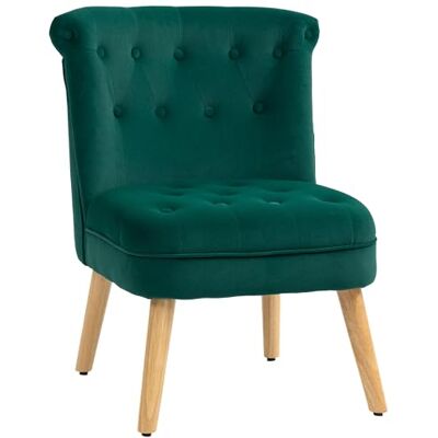 HOMCOM Fauteuil de Salon et Salle à Manger avec Assise rembourrée, Fauteuil Lounge avec Pieds en Bois et Tissu Effet Velours, 60x66x79 cm, Vert - Publicité HOMCOM Fauteuil de Salon et Salle à Manger avec Assise rembourrée, Fauteuil Lounge avec Pieds en Bois et Tissu Effet Velours, 60x66x79 cm, Vert - Publicité