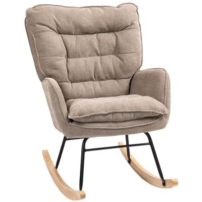 HOMCOM Fauteuil à Bascule Fauteuil à accoudoirs, Fauteuil d'allaitement avec Aspect Chenille, Fauteuil à Bascule jusqu'à 120 kg de Charge pour Chambre à Coucher, Salon, Brun - Publicité HOMCOM Fauteuil à Bascule Fauteuil à accoudoirs, Fauteuil d'allaitement avec Aspect Chenille, Fauteuil à Bascule jusqu'à 120 kg de Charge pour Chambre à Coucher, Salon, Brun - Publicité