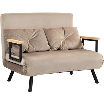 HOMCOM Canapé-lit, lit pliant avec fonction lit, fauteuil de relaxation avec coussins de dossier, canapé rembourré avec dossier réglable, aspect velours, 102 x 73 x 81 cm, marron clair - Publicité HOMCOM Canapé-lit, lit pliant avec fonction lit, fauteuil de relaxation avec coussins de dossier, canapé rembourré avec dossier réglable, aspect velours, 102 x 73 x 81 cm, marron clair - Publicité