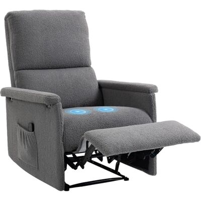 HOMCOM Fauteuil de Massage inclinable, Fauteuil de Relaxation en Polaire Teddy avec Dossier réglable, Large Assise, Repose-Pied, Poche latérale et télécommande, pour Salon, Chambre, Home cinéma, Gris - Publicité HOMCOM Fauteuil de Massage inclinable, Fauteuil de Relaxation en Polaire Teddy avec Dossier réglable, Large Assise, Repose-Pied, Poche latérale et télécommande, pour Salon, Chambre, Home cinéma, Gris - Publicité