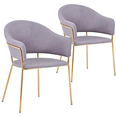 Menzzo Lot de 2 fauteuils Ulrick en Tissu Gris Sièges contemporains Confortables avec Structure métal et Pieds dorés - Publicité Menzzo Lot de 2 fauteuils Ulrick en Tissu Gris Sièges contemporains Confortables avec Structure métal et Pieds dorés - Publicité