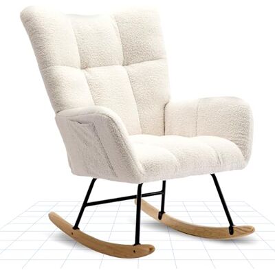 FLEXISPOT Fauteuil à Bascule avec Dossier Haut et accoudoirs – Fauteuil pivotant Moderne avec Base en Bois, Chaise de Relaxation rembourré pour Salon et Chambre, Charge maximale 120 kg, Blanc - Publicité FLEXISPOT Fauteuil à Bascule avec Dossier Haut et accoudoirs – Fauteuil pivotant Moderne avec Base en Bois, Chaise de Relaxation rembourré pour Salon et Chambre, Charge maximale 120 kg, Blanc - Publicité