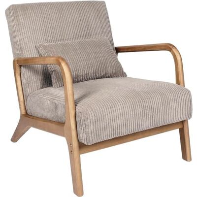 AltoBuy Amory Fauteuil en Velours côtelé Coloris Taupe Pieds et accoudoirs en hévéa - Publicité AltoBuy Amory Fauteuil en Velours côtelé Coloris Taupe Pieds et accoudoirs en hévéa - Publicité
