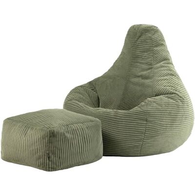 Icon Dalton Pouf Velours Côtelé avec Tabouret, Pouf Poire avec Remplissage, Fauteuil Salon Confortable, Fauteuil Chambre, Meuble Salon, Decoration Chambre, Vert Sauge - Publicité Icon Dalton Pouf Velours Côtelé avec Tabouret, Pouf Poire avec Remplissage, Fauteuil Salon Confortable, Fauteuil Chambre, Meuble Salon, Decoration Chambre, Vert Sauge - Publicité