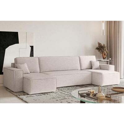 Kaiser Canapé d'angle avec Fonction Couchage et Coffre de Rangement, Sofa en U, Canapé Convertible, Sofa Confortable avec poufs pour Salon, canapé rembourré Relax Tissu Neve, Best, Beige - Publicité Kaiser Canapé d'angle avec Fonction Couchage et Coffre de Rangement, Sofa en U, Canapé Convertible, Sofa Confortable avec poufs pour Salon, canapé rembourré Relax Tissu Neve, Best, Beige - Publicité