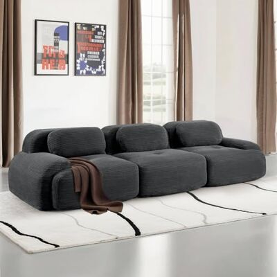 SoarFlash Canapé Moderne modulable, Tissu côtelé, Assise Profonde + accoudoirs Larges, sans Assemblage, 3 Places, Gris foncé - Publicité SoarFlash Canapé Moderne modulable, Tissu côtelé, Assise Profonde + accoudoirs Larges, sans Assemblage, 3 Places, Gris foncé - Publicité