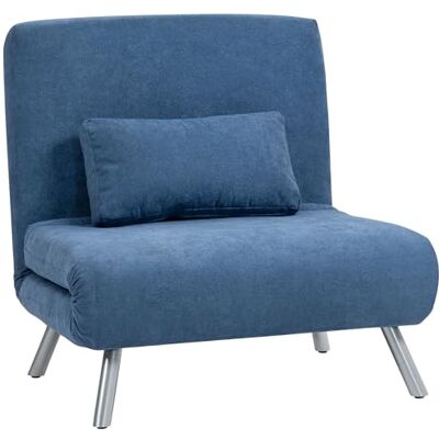 HOMCOM Fauteuil Convertible 1 Place, Fauteuil-lit clic-clac, chauffeuse 3 en 1 avec Dossier réglable, Oreiller, Assise Large, canapé-lit rembourré en Flanelle Neige pour invités, Salon, Bureau, Bleu - Publicité HOMCOM Fauteuil Convertible 1 Place, Fauteuil-lit clic-clac, chauffeuse 3 en 1 avec Dossier réglable, Oreiller, Assise Large, canapé-lit rembourré en Flanelle Neige pour invités, Salon, Bureau, Bleu - Publicité