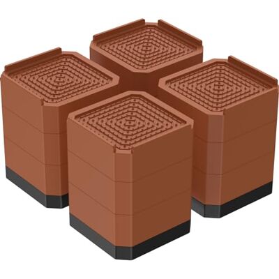 Sutowe 4Pcs Pied Rehausseurs Meubles Réglables, 4 Pouces Bed Riser Carrés Réutilisables de 3 Hauteurs Différentes, Rehausseurs Peu Encombrants pour Lit, Table et Canapé(Brun) - Publicité Sutowe 4Pcs Pied Rehausseurs Meubles Réglables, 4 Pouces Bed Riser Carrés Réutilisables de 3 Hauteurs Différentes, Rehausseurs Peu Encombrants pour Lit, Table et Canapé(Brun) - Publicité