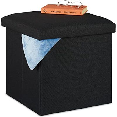 Relaxdays Pouf de Rangement, Pliable, Rembourrage Moelleux, carré, Tissu, Tabouret 37x37,5x37,5 cm, Noir - Publicité Relaxdays Pouf de Rangement, Pliable, Rembourrage Moelleux, carré, Tissu, Tabouret 37x37,5x37,5 cm, Noir - Publicité