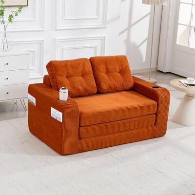Calivra Boneless Canapé de sol, convertible, 2 places, avec coussins, porte-gobelets et poches latérales, polyvalent, pour salon et chambre à coucher, orange - Publicité Calivra Boneless Canapé de sol, convertible, 2 places, avec coussins, porte-gobelets et poches latérales, polyvalent, pour salon et chambre à coucher, orange - Publicité