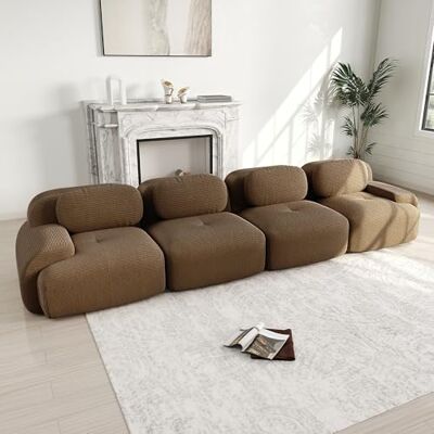 VILUXE Canapé 4 places en velours côtelé sans cadre marron Canapé modulaire avec tabouret, tissu velours côtelé mousse 32D, salon, chambre à coucher, home cinéma, familles et invités - Publicité VILUXE Canapé 4 places en velours côtelé sans cadre marron Canapé modulaire avec tabouret, tissu velours côtelé mousse 32D, salon, chambre à coucher, home cinéma, familles et invités - Publicité