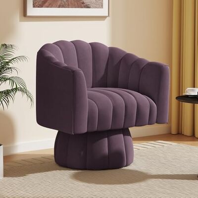 SEYNAR Mid Century Fauteuil rond pivotant à 360 ° avec chaise en velours large rembourrée et moelleuse pour salon, chambre à coucher, bureau, salle d'attente (violet) - Publicité SEYNAR Mid Century Fauteuil rond pivotant à 360 ° avec chaise en velours large rembourrée et moelleuse pour salon, chambre à coucher, bureau, salle d'attente (violet) - Publicité