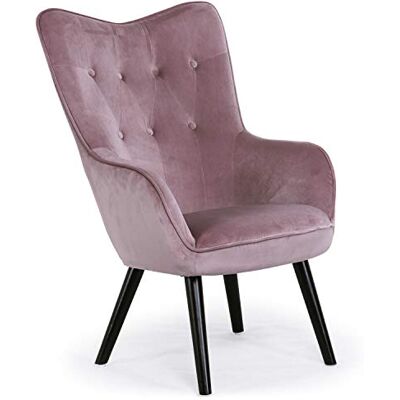Menzzo Fauteuil scandinave Klarys Velours Rose - Publicité Menzzo Fauteuil scandinave Klarys Velours Rose - Publicité