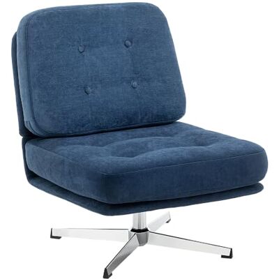 HOMCOM Fauteuil Salon sans accoudoirs Rotatif Assise Large Bleu Foncé Rembourrée Tissu Chenille, Pieds Croisés en Métal sans Roulettes, Fauteuil Relax, pour Chambre et Salon - Publicité HOMCOM Fauteuil Salon sans accoudoirs Rotatif Assise Large Bleu Foncé Rembourrée Tissu Chenille, Pieds Croisés en Métal sans Roulettes, Fauteuil Relax, pour Chambre et Salon - Publicité