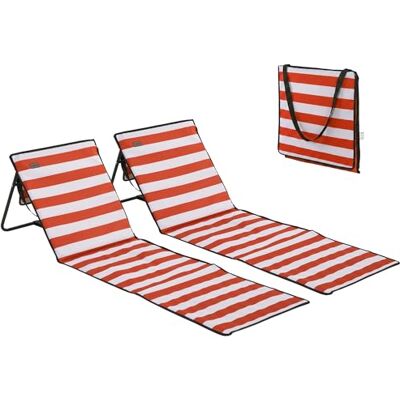Outsunny Lot de 2 Tapis de Plage rembourré Matelas de Plage Dossier inclinable Multi-Positions Sangle de Transport Inclus métal Polyester Blanc et Rouge - Publicité Outsunny Lot de 2 Tapis de Plage rembourré Matelas de Plage Dossier inclinable Multi-Positions Sangle de Transport Inclus métal Polyester Blanc et Rouge - Publicité