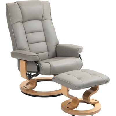 HOMCOM Fauteuil de Relaxation inclinable avec Repose-Pied Fauteuil Relax de Salon pivotant, Cadre en Bois revêtement synthétique 76 x 85 x 104 cm Gris - Publicité HOMCOM Fauteuil de Relaxation inclinable avec Repose-Pied Fauteuil Relax de Salon pivotant, Cadre en Bois revêtement synthétique 76 x 85 x 104 cm Gris - Publicité