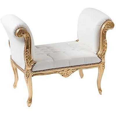 arterameeferro Canapé Banc Argent capitonné style baroque or avec cuir blanc - Publicité arterameeferro Canapé Banc Argent capitonné style baroque or avec cuir blanc - Publicité