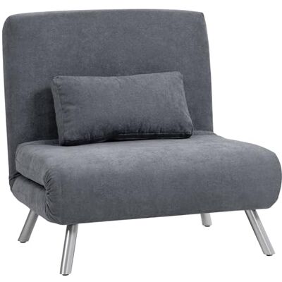 HOMCOM Fauteuil Convertible 1 Place, Fauteuil-lit clic-clac, chauffeuse 3 en 1 avec Dossier réglable, Oreiller, Assise Large, canapé-lit rembourré en Flanelle Neige pour invités, Salon, Bureau, Gris - Publicité HOMCOM Fauteuil Convertible 1 Place, Fauteuil-lit clic-clac, chauffeuse 3 en 1 avec Dossier réglable, Oreiller, Assise Large, canapé-lit rembourré en Flanelle Neige pour invités, Salon, Bureau, Gris - Publicité