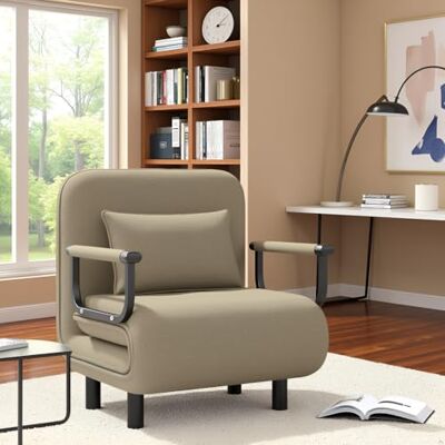 Fabulcozy Chauffeuse Canapé-lit Fauteuil Convertible Grand Confort Coussin Accoudoirs Métal 60L x 68I x 85H cm(Kaki) - Publicité Fabulcozy Chauffeuse Canapé-lit Fauteuil Convertible Grand Confort Coussin Accoudoirs Métal 60L x 68I x 85H cm(Kaki) - Publicité