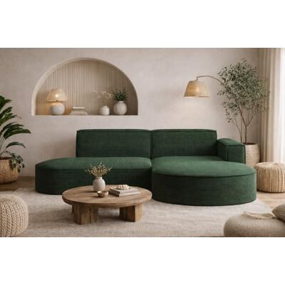 Kaiser Canapé d'angle en L avec Coin Salon, Canapé 3 Places Moderne, Sofa rembourré, Canapé Confortable avec Pouf pour Salon, Tissu Poso en Velours côtelé, Modena Studio, Vert foncé, à Droite - Publicité Kaiser Canapé d'angle en L avec Coin Salon, Canapé 3 Places Moderne, Sofa rembourré, Canapé Confortable avec Pouf pour Salon, Tissu Poso en Velours côtelé, Modena Studio, Vert foncé, à Droite - Publicité