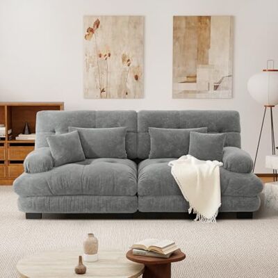 SoarFlash Canapé modulaire 2 Places Salon Moderne Chenille, Bois Massif, reposes-Bras, Gris, 77×220cm - Publicité SoarFlash Canapé modulaire 2 Places Salon Moderne Chenille, Bois Massif, reposes-Bras, Gris, 77×220cm - Publicité