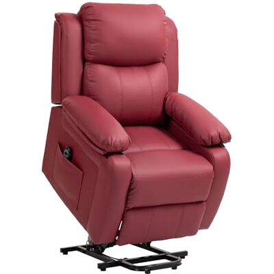HOMCOM Fauteuil électrique inclinable 160°, Fauteuil électrique relax en cuir PU avec télécommande, repose-pieds et 2 poches latérales pour le salon, rouge - Publicité HOMCOM Fauteuil électrique inclinable 160°, Fauteuil électrique relax en cuir PU avec télécommande, repose-pieds et 2 poches latérales pour le salon, rouge - Publicité