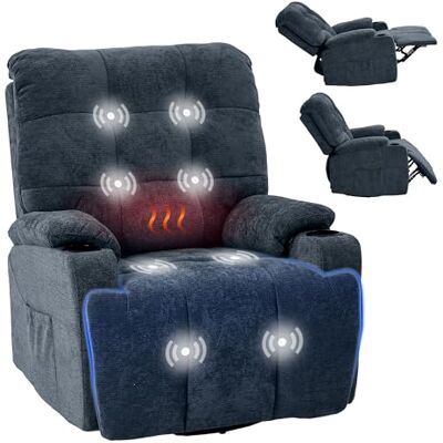 FLEXISPOT Fauteuil Relax Électrique Pivotant et à Bascule,Fauteuil Allaitement,Massage 8 Points Chauffant,Inclinable 105–165°,USB&Type-C,Porte-gobelets,Idéal Salon et Home Cinéma,Charge 200 kg, Bleu - Publicité FLEXISPOT Fauteuil Relax Électrique Pivotant et à Bascule,Fauteuil Allaitement,Massage 8 Points Chauffant,Inclinable 105–165°,USB&Type-C,Porte-gobelets,Idéal Salon et Home Cinéma,Charge 200 kg, Bleu - Publicité