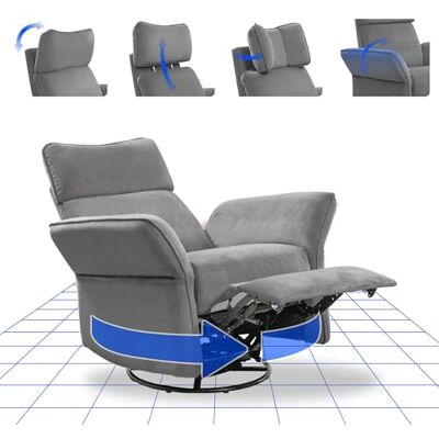 FLEXISPOT XR8 Cradle Fauteuil Relaxant avec Appuie-Tête 3D, Fauteuil Électrique Dossier Inclinable 105°-135°, Fauteuil TV Pivotant avec Bascule, Accoudoirs Réglables À 225°, pour Le Salon, Gris - Publicité FLEXISPOT XR8 Cradle Fauteuil Relaxant avec Appuie-Tête 3D, Fauteuil Électrique Dossier Inclinable 105°-135°, Fauteuil TV Pivotant avec Bascule, Accoudoirs Réglables À 225°, pour Le Salon, Gris - Publicité