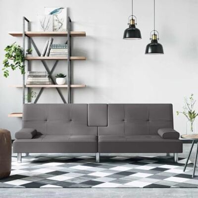 vidaXL Canapé-lit avec Porte-gobelets Gris Similicuir, canapé de Jour, canapé-lit Convertible, lit de Repos, canapé-lit Pliant, canapé-lit en PVC - Publicité vidaXL Canapé-lit avec Porte-gobelets Gris Similicuir, canapé de Jour, canapé-lit Convertible, lit de Repos, canapé-lit Pliant, canapé-lit en PVC - Publicité