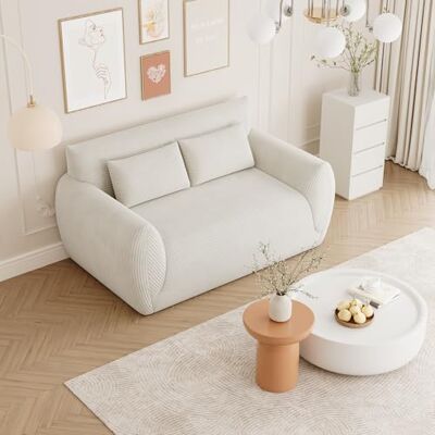 Vesgantti Canapé 2 Places Velours Côtelé, Canapé Compressé 160 cm sans Montage, Canapé de Sol Rembourré avec 2 Coussins, Idéal pour Petit Espace, Salon, Chambre, Bureau 160 x 94 x 80 cm, Blanc - Publicité Vesgantti Canapé 2 Places Velours Côtelé, Canapé Compressé 160 cm sans Montage, Canapé de Sol Rembourré avec 2 Coussins, Idéal pour Petit Espace, Salon, Chambre, Bureau 160 x 94 x 80 cm, Blanc - Publicité
