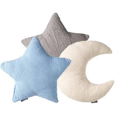 Beliani Lot de 3 Coussins Décoratifs en Velours Côtelé pour Enfant 35 x 30 cm et 35 x 35 cm Forme Étoile Demi-Lune Multicolore Luna - Publicité Beliani Lot de 3 Coussins Décoratifs en Velours Côtelé pour Enfant 35 x 30 cm et 35 x 35 cm Forme Étoile Demi-Lune Multicolore Luna - Publicité