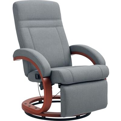 HOMCOM Fauteuil de relaxation Fauteuil TV avec fonction chaise longue, accoudoir en bois, fauteuil de relaxation pivotant Fauteuil TV avec dossier réglable, chaise longue, tissu, gris - Publicité HOMCOM Fauteuil de relaxation Fauteuil TV avec fonction chaise longue, accoudoir en bois, fauteuil de relaxation pivotant Fauteuil TV avec dossier réglable, chaise longue, tissu, gris - Publicité