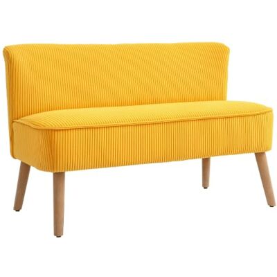 HOMCOM Canapé 2 Places en Velours côtelé, Jaune, 117x56.5x77 cm Petit canapé d'amour, canapé moderne rembourré, pour salon, chambre, petit espace - Publicité HOMCOM Canapé 2 Places en Velours côtelé, Jaune, 117x56.5x77 cm Petit canapé d'amour, canapé moderne rembourré, pour salon, chambre, petit espace - Publicité
