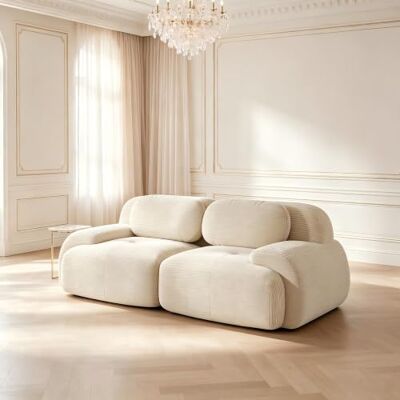 VILUXE Canapé 2 places en velours côtelé sans cadre beige Canapé modulaire avec tabouret, tissu velours côtelé mousse 32D, salon, chambre à coucher, home cinéma, familles et invités - Publicité VILUXE Canapé 2 places en velours côtelé sans cadre beige Canapé modulaire avec tabouret, tissu velours côtelé mousse 32D, salon, chambre à coucher, home cinéma, familles et invités - Publicité