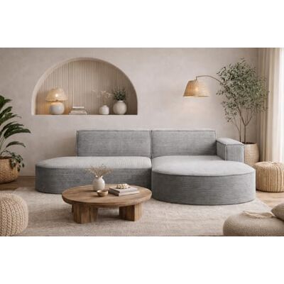 Kaiser Canapé d'angle en L avec Coin Salon, Canapé 3 Places Moderne, Sofa rembourré, Canapé Confortable avec Pouf pour Salon, Tissu Poso en Velours côtelé, Modena Studio, Argent, à Droite - Publicité Kaiser Canapé d'angle en L avec Coin Salon, Canapé 3 Places Moderne, Sofa rembourré, Canapé Confortable avec Pouf pour Salon, Tissu Poso en Velours côtelé, Modena Studio, Argent, à Droite - Publicité