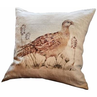 Loberon Vivoso Housse de Coussin Tissu en Lin Naturel Motif de Faisan à l'esprit poétique, crème/Marron - Publicité Loberon Vivoso Housse de Coussin Tissu en Lin Naturel Motif de Faisan à l'esprit poétique, crème/Marron - Publicité