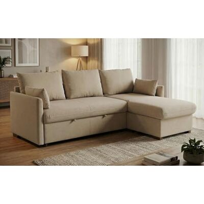 BUDWING Orlando Canapé Convertible d'angle Lit Chaise Longue Coffre Réversible Droite et Gauche Beige - Publicité BUDWING Orlando Canapé Convertible d'angle Lit Chaise Longue Coffre Réversible Droite et Gauche Beige - Publicité