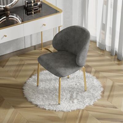 BTM Fauteuils De Salle À Manger, Salon, De Toilette, Pieds Dorés, Chenille, Gris, 47.5x56x74 Cm - Publicité BTM Fauteuils De Salle À Manger, Salon, De Toilette, Pieds Dorés, Chenille, Gris, 47.5x56x74 Cm - Publicité