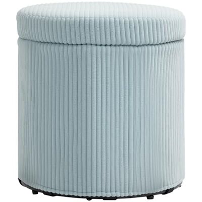 HOMCOM Pouf de rangement rond tapissé en velours côtelé avec couvercle amovible pour couloir, chambre, salon Bleu clair Ø40 x 41 cm - Publicité HOMCOM Pouf de rangement rond tapissé en velours côtelé avec couvercle amovible pour couloir, chambre, salon Bleu clair Ø40 x 41 cm - Publicité